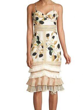 PatBo Fruta print fitted midi dress size 2